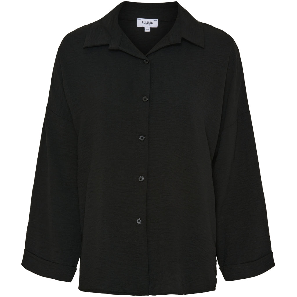 Lululia Dame Skjorte Luanna 2002 Black i Store Plus Size Størrelser