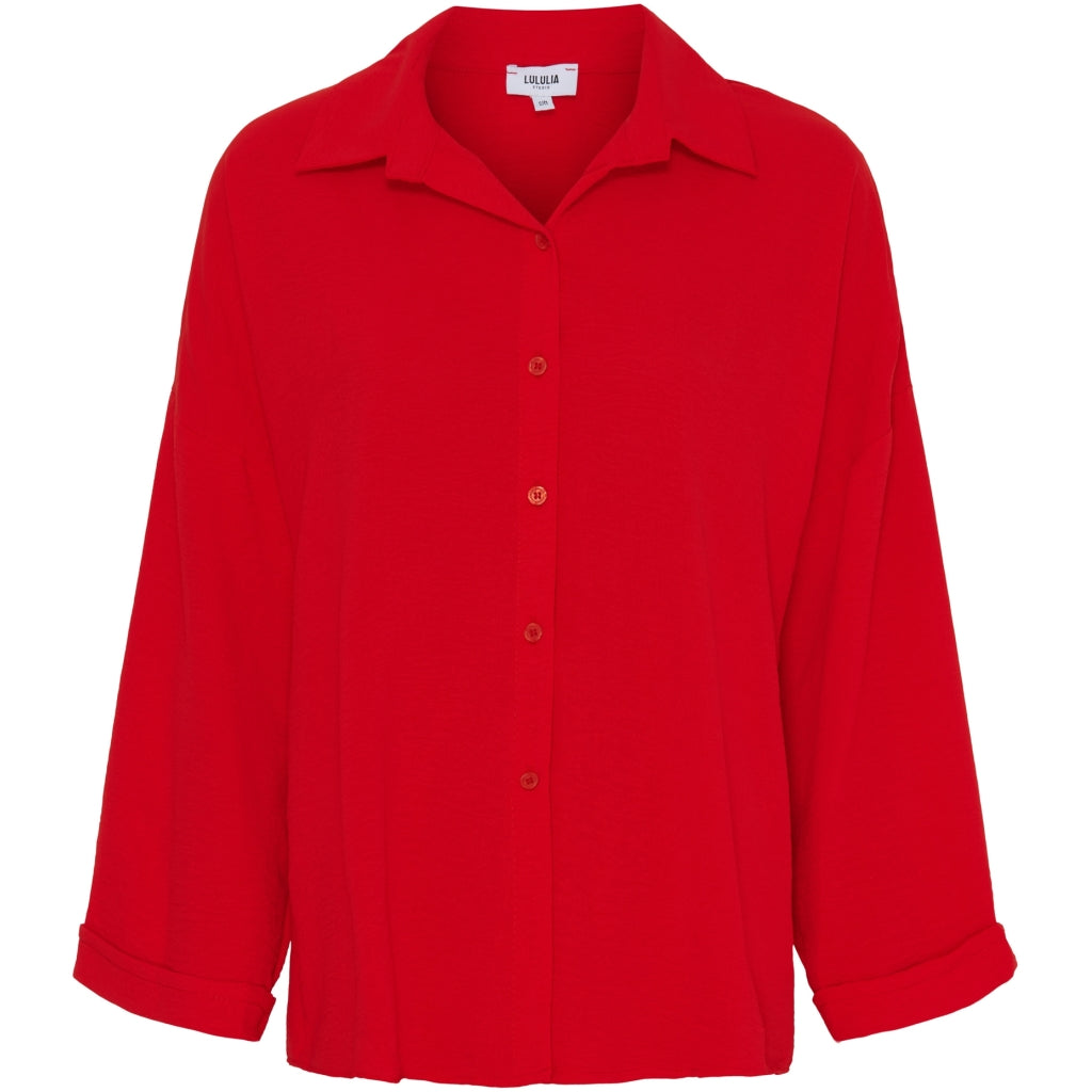 Lululia Dame Skjorte Luanna 2002 Red i Store Plus Size Størrelser