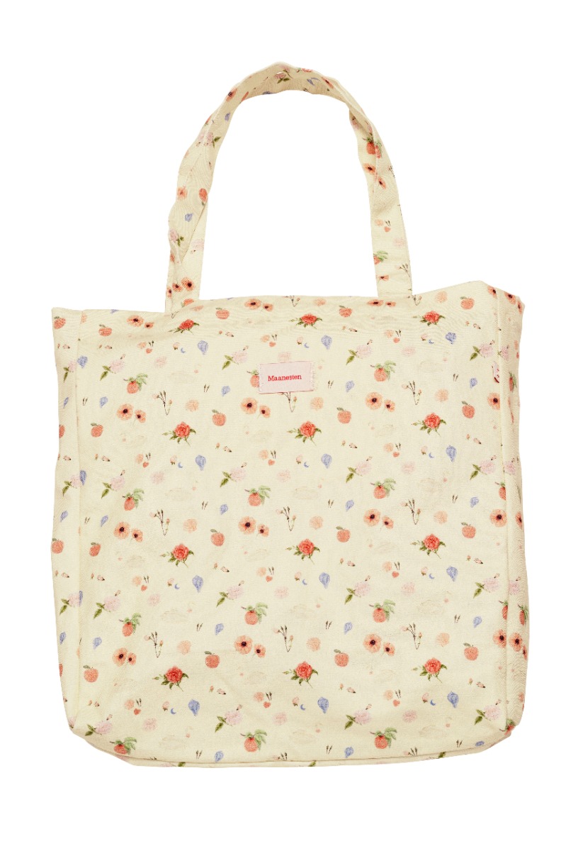 Maanesten Taske Canvas Totebag Roses And Shells i Store Plus Size Størrelser