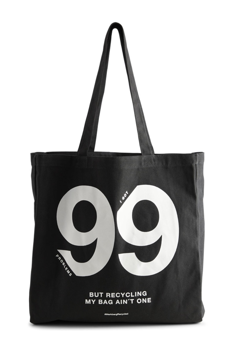 Markberg Taske Isidora 99 Problems Shopper Black   White Print i Store Plus Size Størrelser