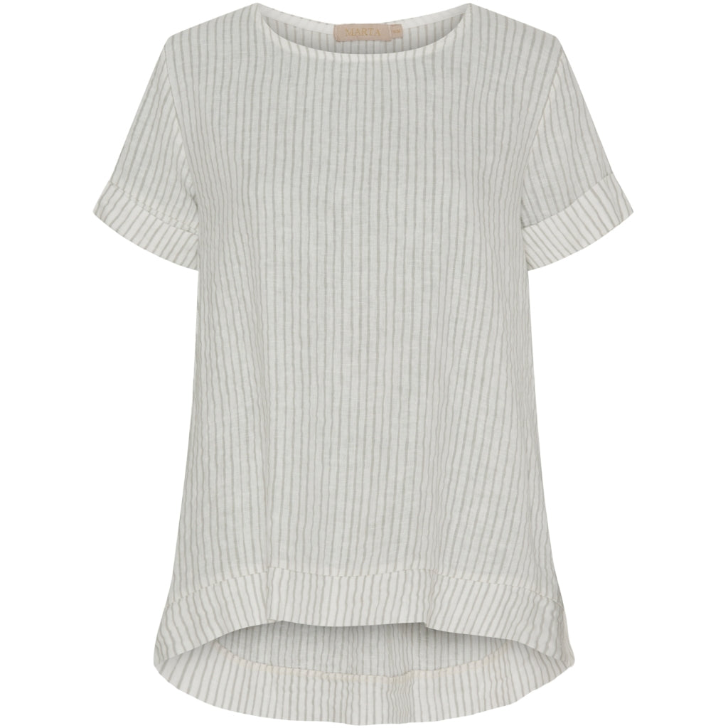 Marta   Chateau Dame Bluse Mdcnatalie Panna Grey Stripe i Store Plus Size Størrelser