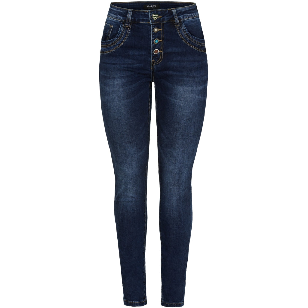 Marta   Chateau Dame Jeans Mdccarina Mdc180-2586 Dark Blue Denim i Store Plus Size Størrelser