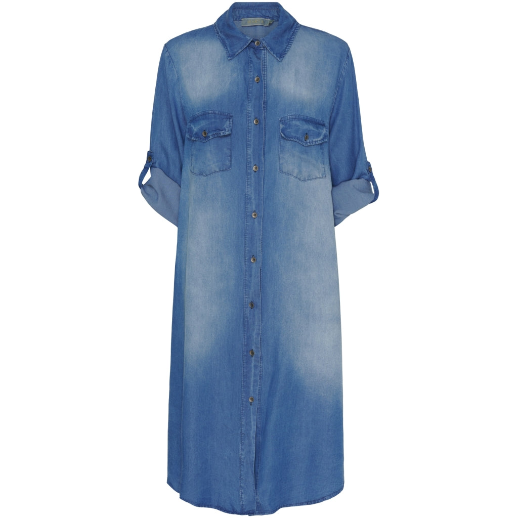 Marta   Chateau Dame Kjole Mdcflorentina Medium Blue i Store Plus Size Størrelser