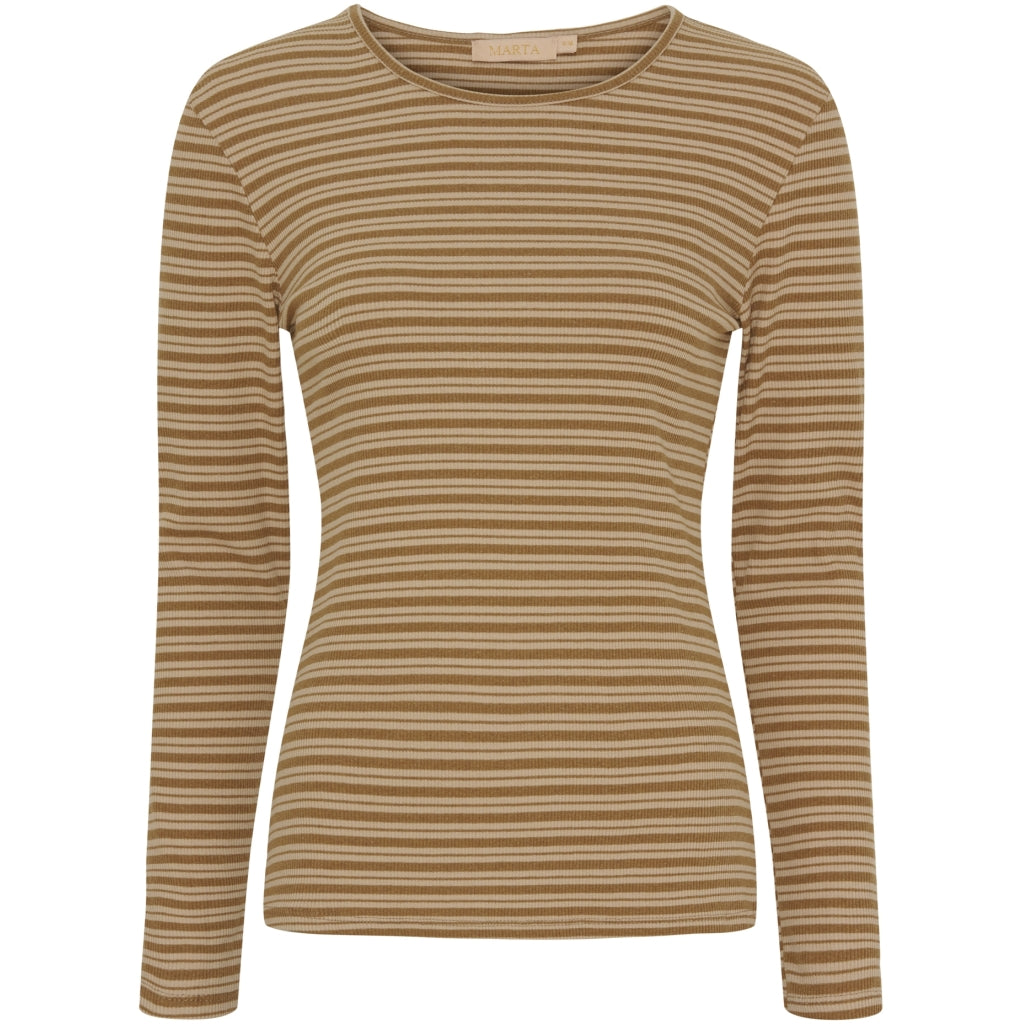 Marta   Chateau Dame Langærmet Tee Mdcnoemie 6546 Camello Beige i Store Plus Size Størrelser