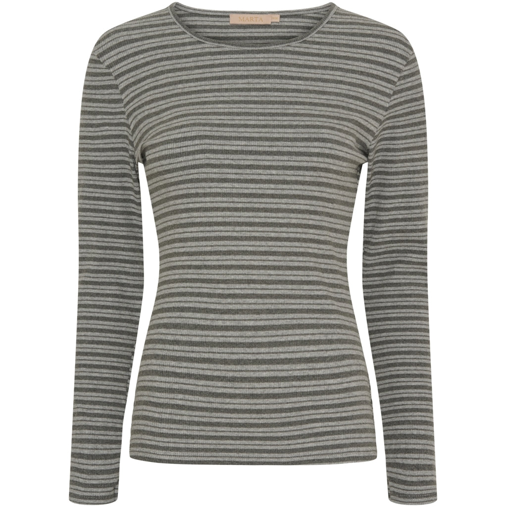 Marta   Chateau Dame Langærmet Tee Mdcnoemie 6546 Melange50 Melange10 i Store Plus Size Størrelser