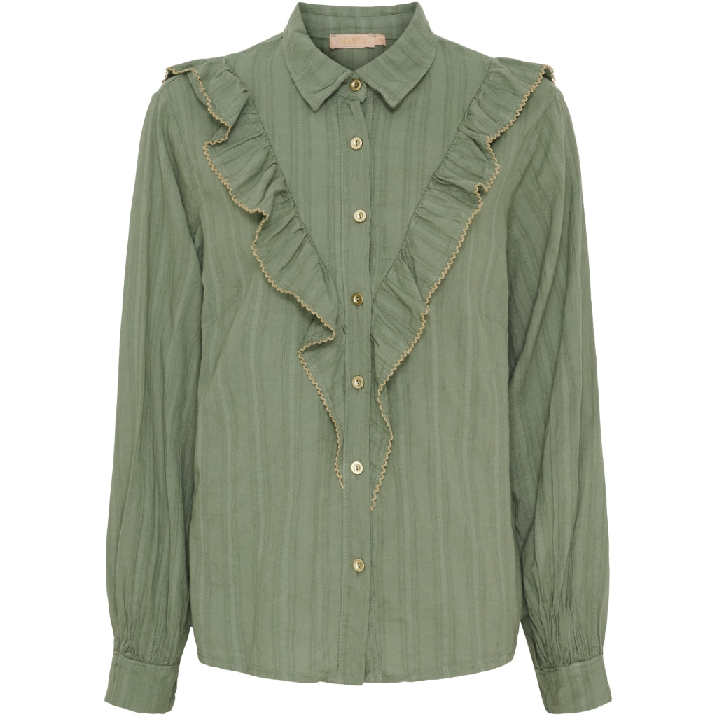 Marta   Chateau Dame Skjorte Mdclaurette 6843 Military Beige i Store Plus Size Størrelser