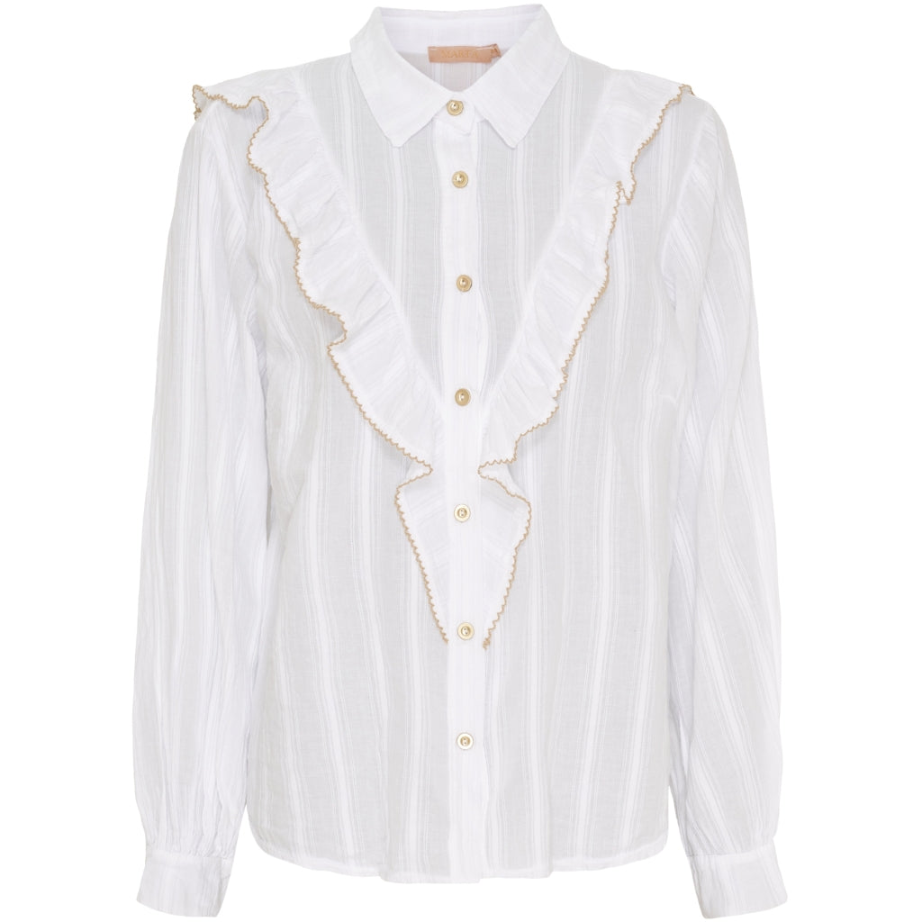 Marta   Chateau Dame Skjorte Mdclaurette 6843 White Beige i Store Plus Size Størrelser
