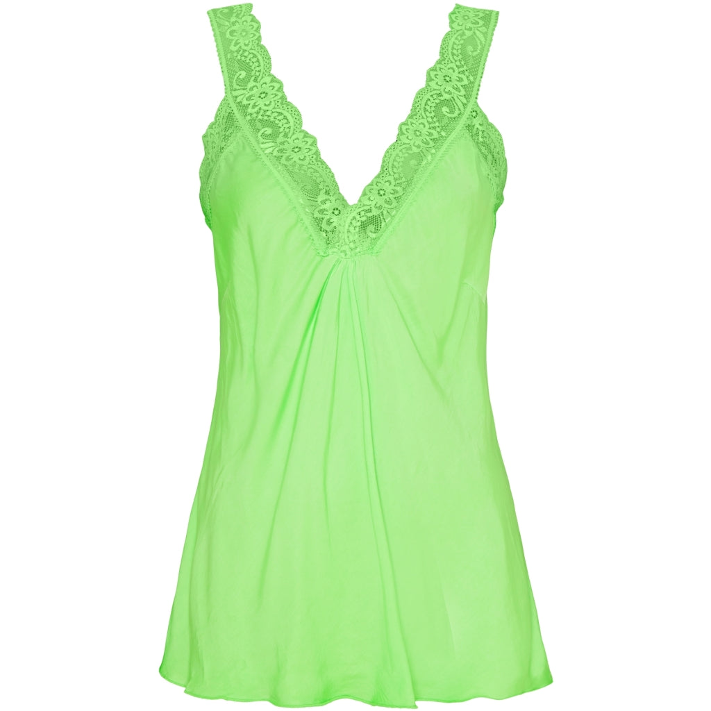 Marta   Chateau Dame Top Med Blondekant 21336 Fluo Verde i Store Plus Size Størrelser