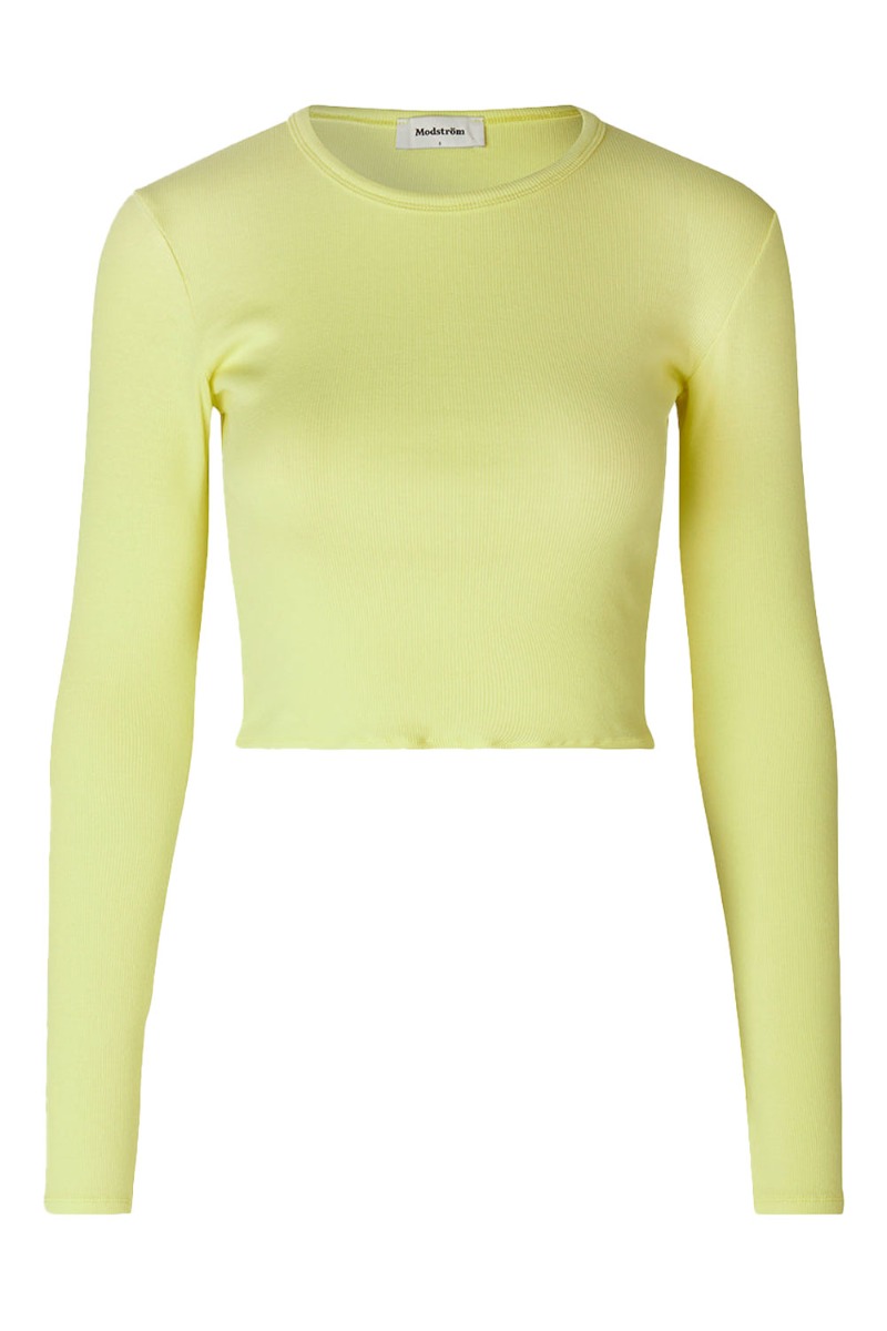 Modström Bluse Igormd   Crop Top Yellow Pear i Store Plus Size Størrelser