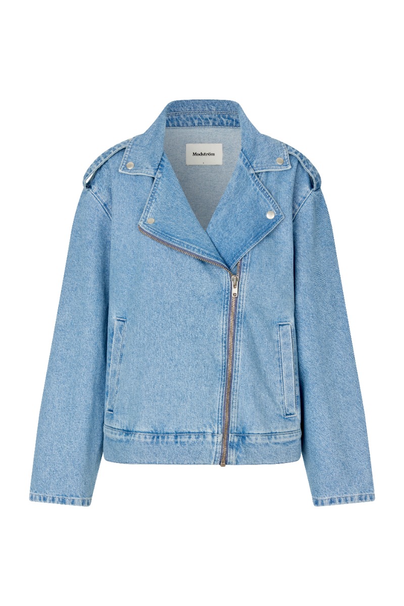 Modström Jakke Iben Jacket 80s Blue Wash i Store Plus Size Størrelser