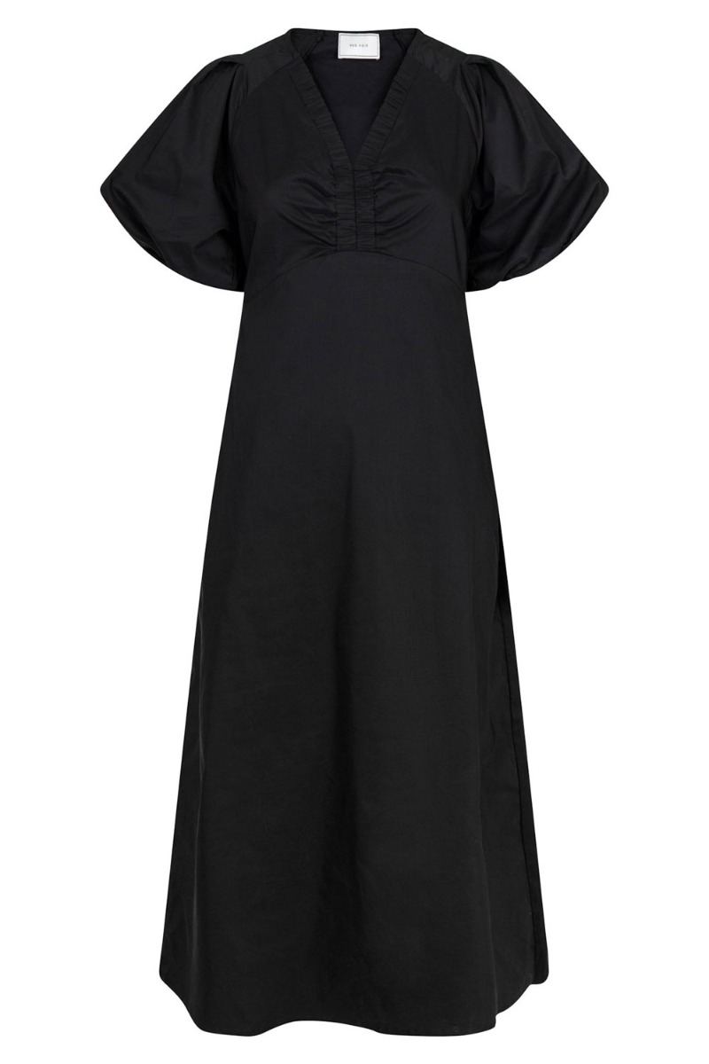 Neo Noir Kjole Illana Poplin Dress Black i Store Plus Size Størrelser
