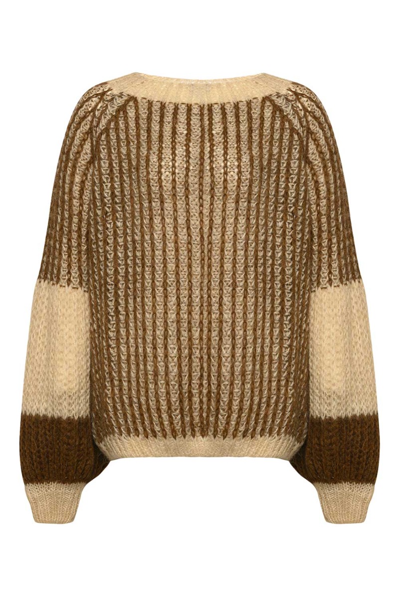 Noella Strik Liana Knit Sweater Beige Brown i Store Plus Size Størrelser