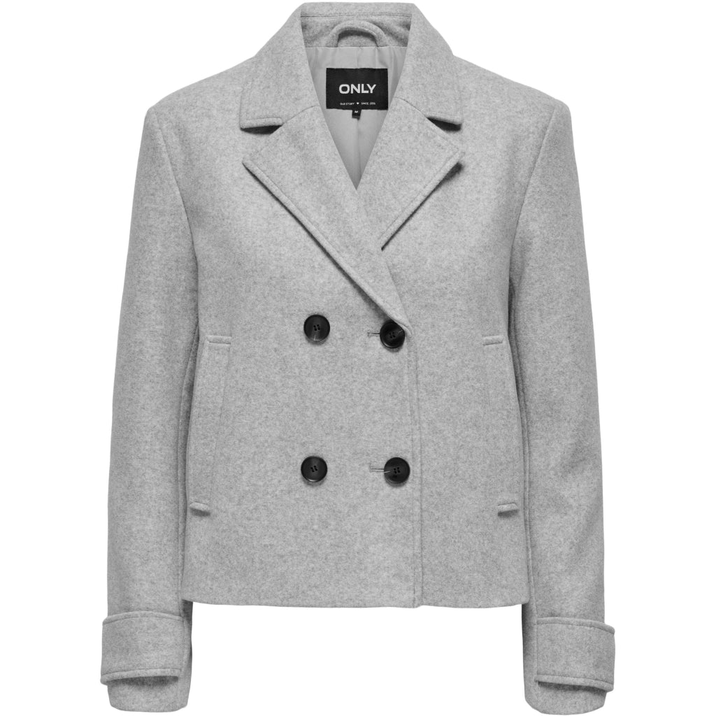 Only Dame Jakke Onlfreja Light Grey Melange Melange i Store Plus Size Størrelser