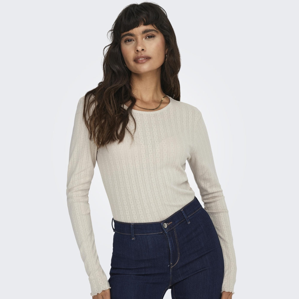 Only Dame Top Onlcarlotta Pumice Stone i Store Plus Size Størrelser