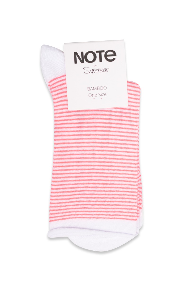 Oroblu Note Woman Bambus Strømper - Hvid med Pink Striber