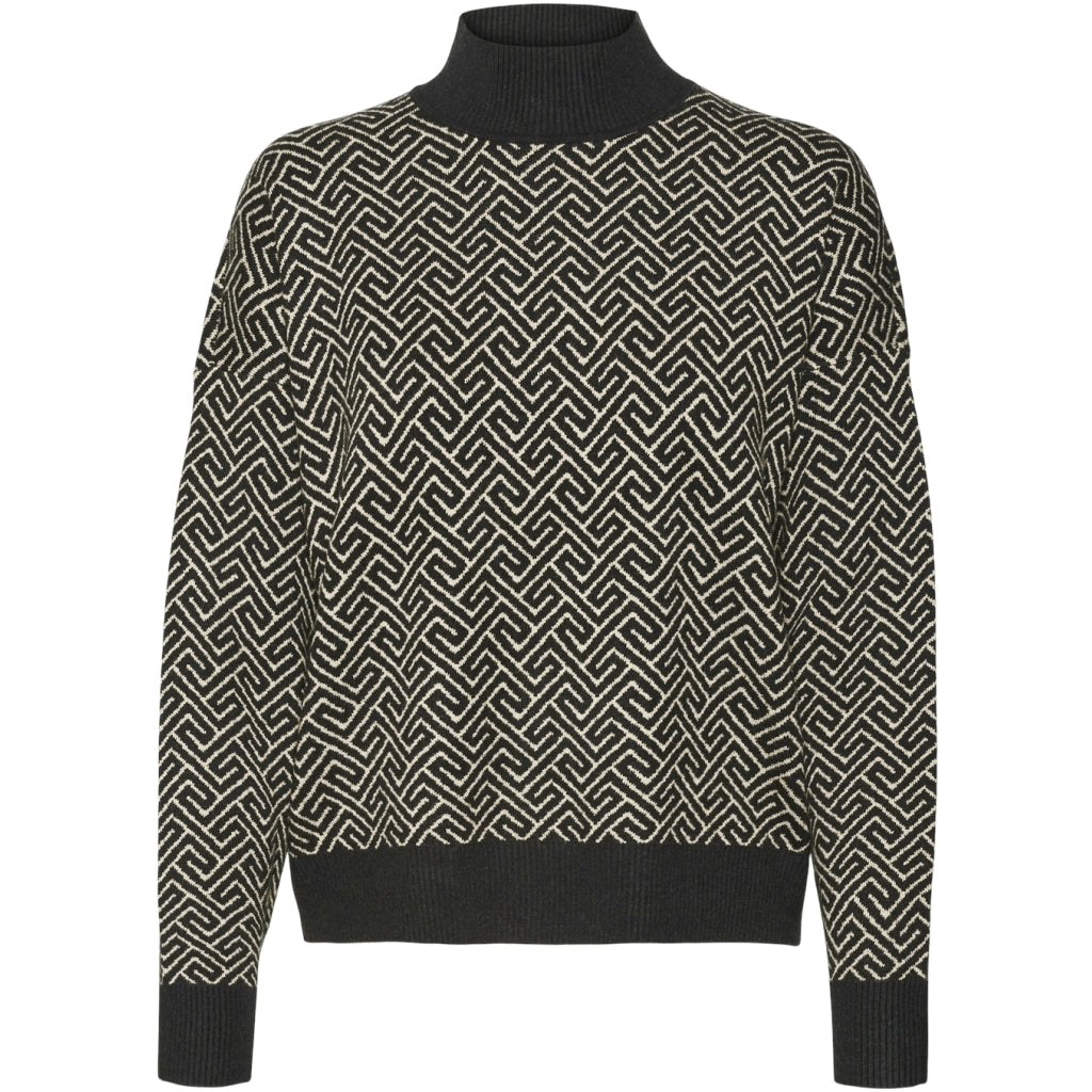 Pieces Dame Pullover Vmaria Black Birch Grafic Print i Store Plus Size Størrelser