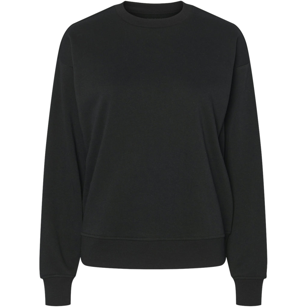 Pieces Dame Sweatshirt Pcchilli Black i Store Plus Size Størrelser