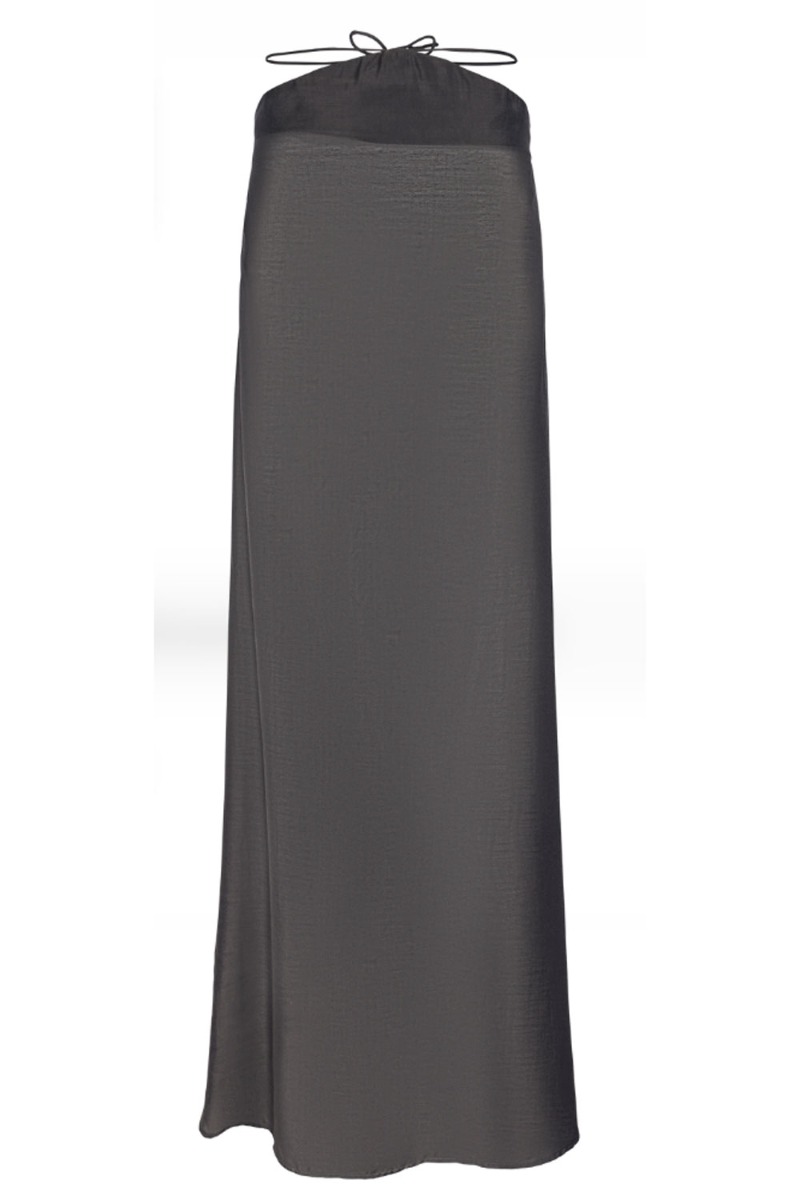 Pieces Kjole   Aya Strap Halterneck Maxi Dress Magnet i Store Plus Size Størrelser