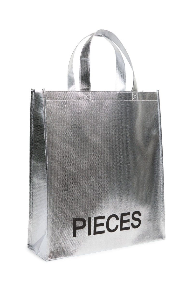 Pieces Taske   Nusse Shopper Silver i Store Plus Size Størrelser