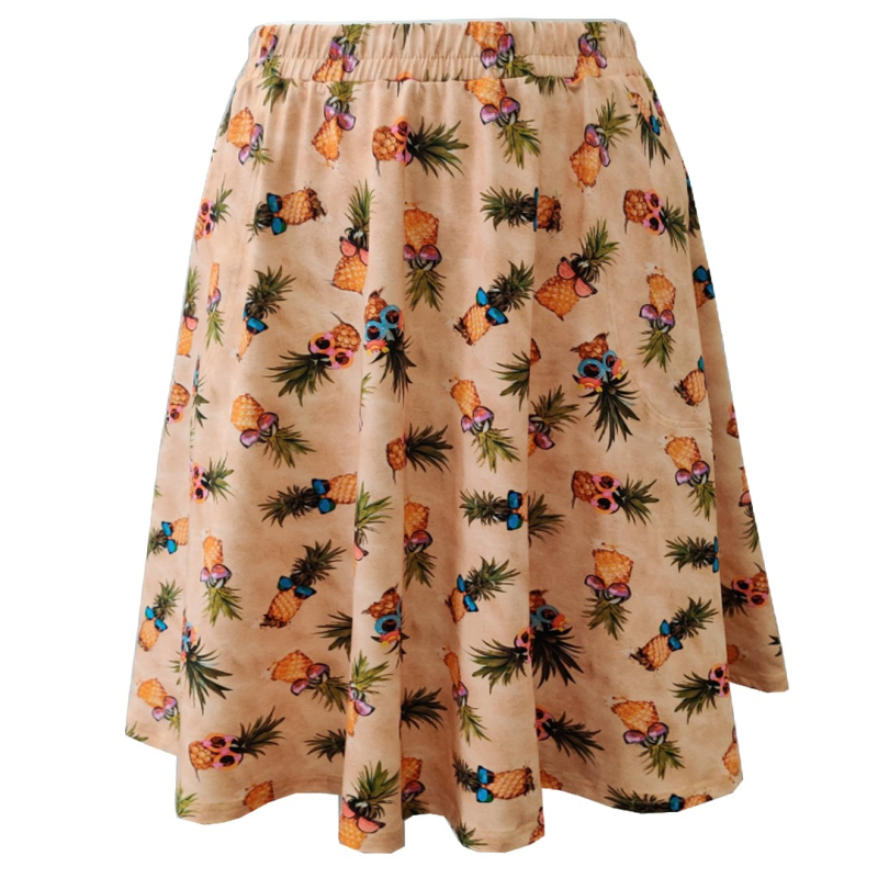 Plus Size Nederdel Kobe Sunny Pineapple i Store Plus Size Størrelser