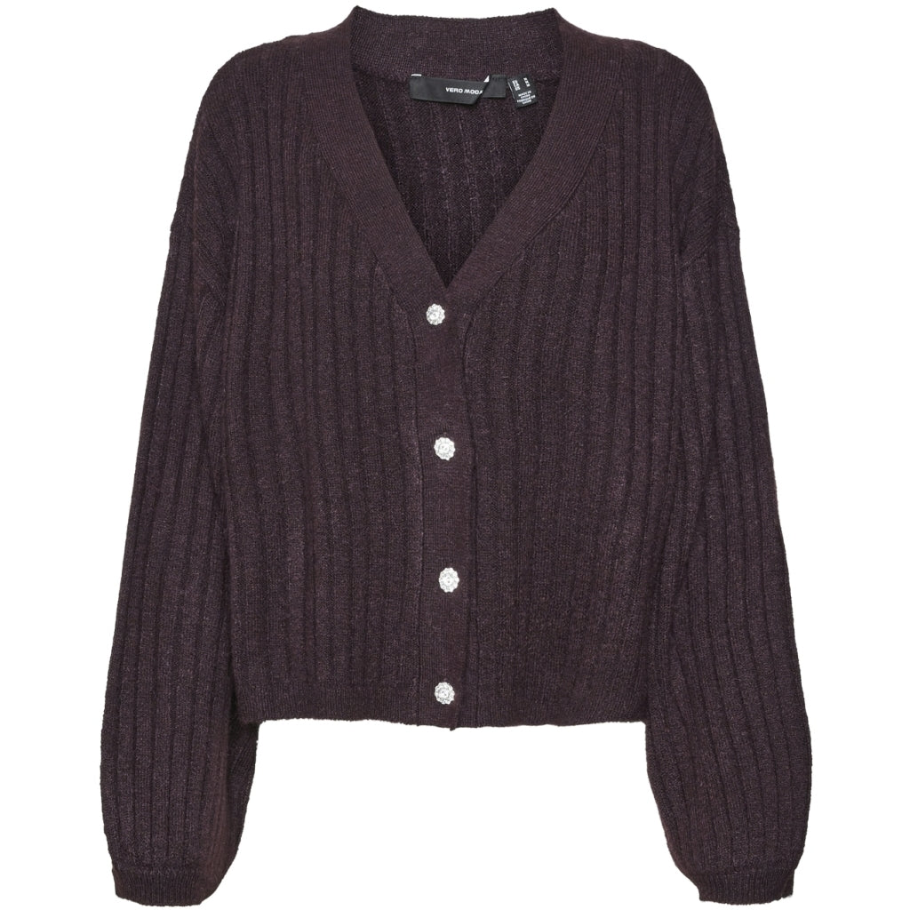 Vero Moda Dame Cardigan Vmelya Plum Perfect    Melange i Store Plus Size Størrelser