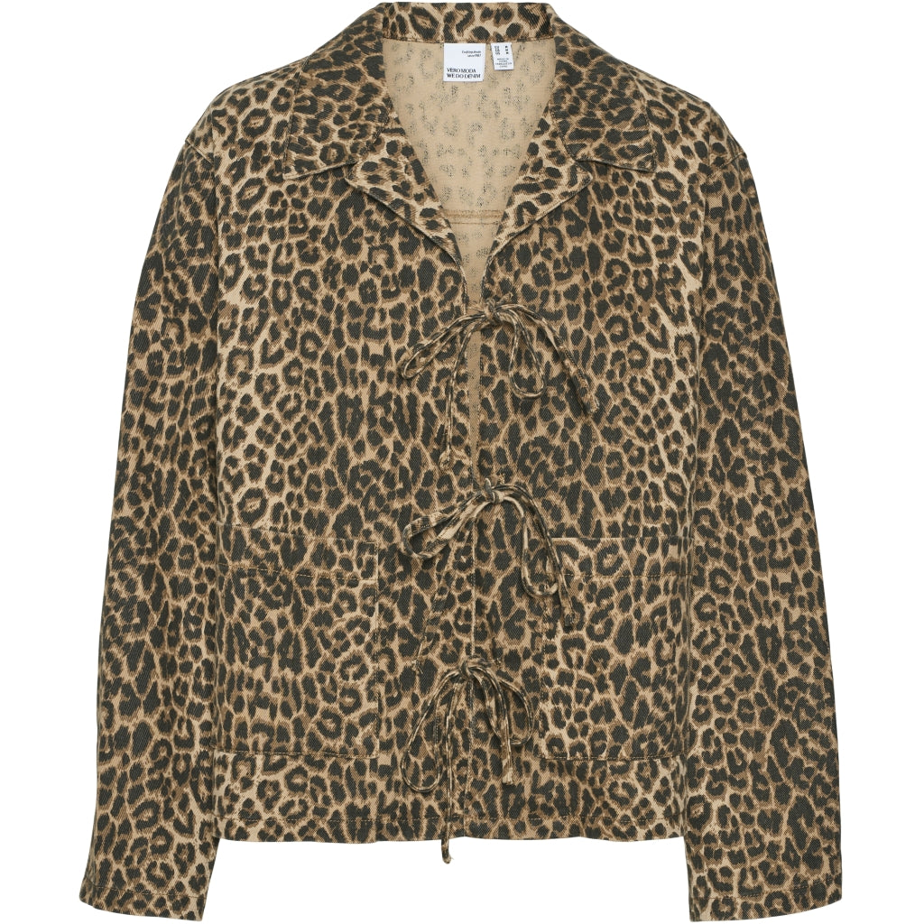 Vero Moda Dame Jakke Vmkirby Silver Mink Leopard i Store Plus Size Størrelser