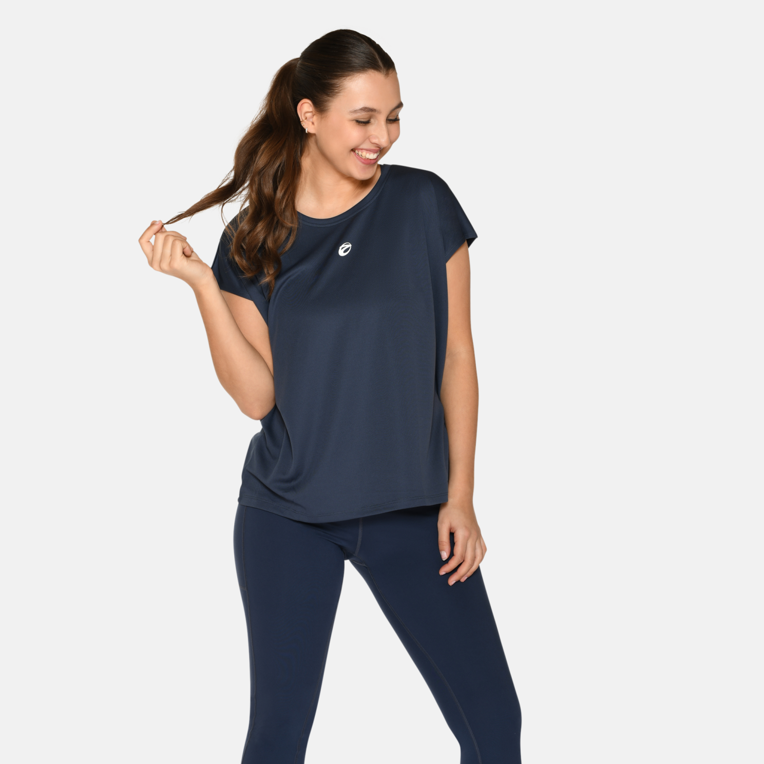 Zebdia Dame Trænings  -shirt Navy   i Store Plus Size Størrelser